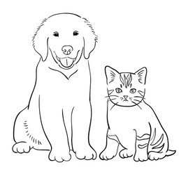 Dog Cat Line Drawing Vector Images (over 5,000)