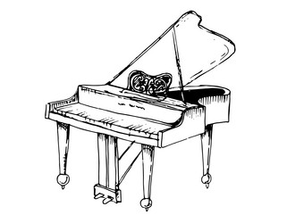 Elegant Grand Piano Sketch Vector Image