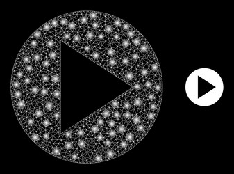 mesh web round play button with glare vector image