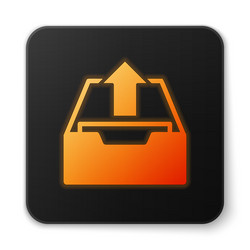 orange glowing upload inbox icon isolated on white vector image