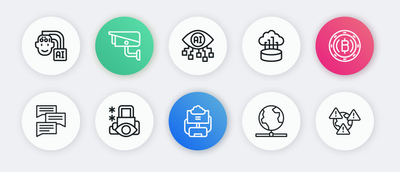 set line cloud database cryptocurrency coin vector image