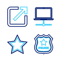 set line police badge star computer network vector image