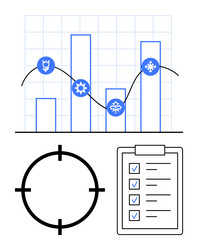 data analysis with seasonal bar chart checklist vector image