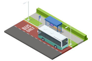 isometric design of a public bus stop vector image