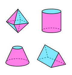 octahedron and triangular prism vector image