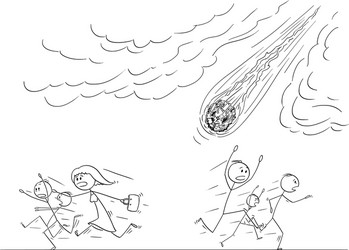 Panic Run from Falling Meteor vector image