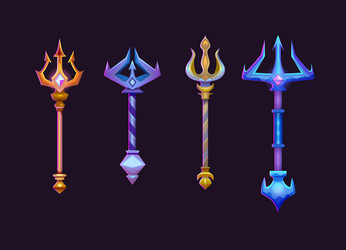 poseidon or neptune magic trident for game ui vector image