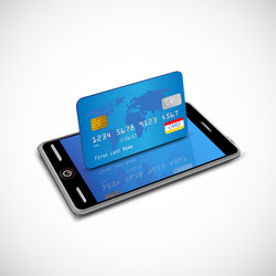 Smartphone with credit card vector