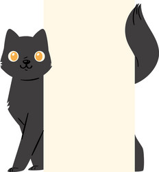 Black cat banner kitten character peeking vector