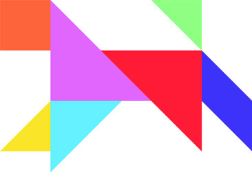 color tangram puzzle in running dog shape vector image
