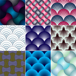 Geometric seamless patterns set abstract tiling vector