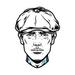 handsome man head with tattoos Vector Image