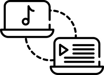 laptops deviceswith media player tech line style vector image