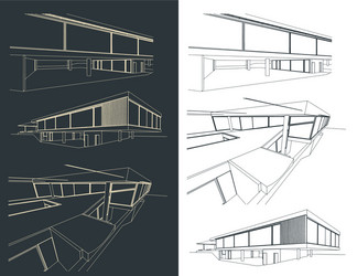 Modern Building Sketches - Architectural Concepts vector image