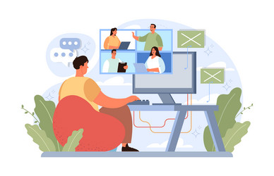workcation character working away from the office vector image