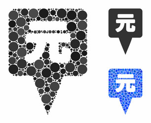 yuan map pointer mosaic icon circles vector image