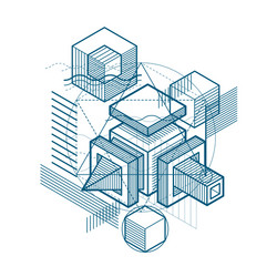 abstract 3d shapes composition isometric vector image