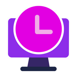 computer icon with time flat design vector image