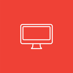 Computer monitor line icon on red background vector