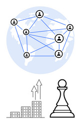 global networking concept with business growth vector image