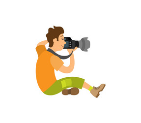 Man Taking a Photo with Camera vector image