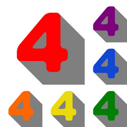 number 4 sign design template element set of red vector