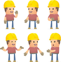 set of builder character in different poses vector