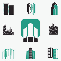 buildings web icons set vector