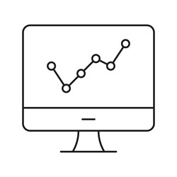computer monitor with line graph icon data vector image