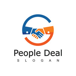 Handshake logo people deal isolated on white vector