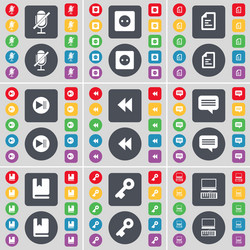 Microphone socket text file media skip rewind chat vector