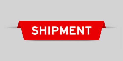 red color inserted label with word shipment vector image