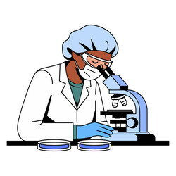 scientist in lab conducting experiment vector image