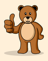 Simple flat cartoon of a cute bear doing thumbs up vector