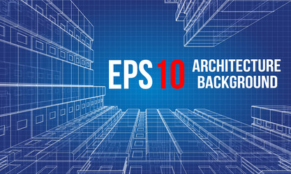 wire-frame model a multi-storey building vector