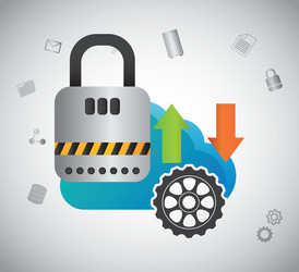 cloud computing padlock web hosting design vector image