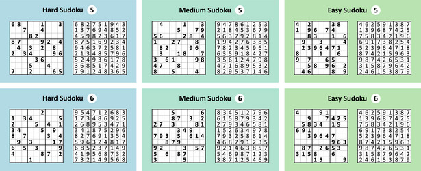 Collection sudoku game with answers different vector