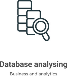 Database analysing outline icon thin line black vector