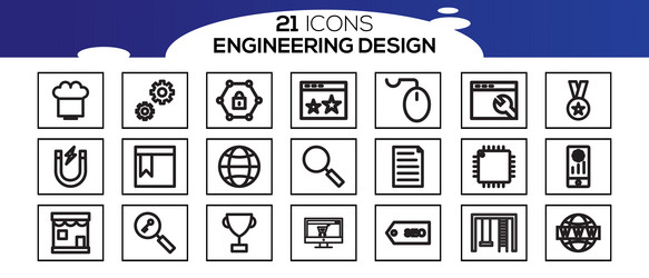 engineering icons set contains vector image
