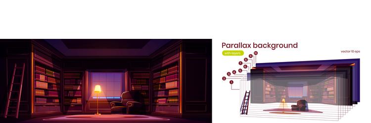 Luxury Old Library Parallax Background vector image