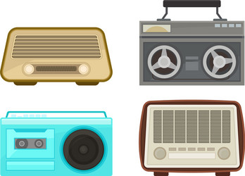 old analog radio and cassette player collection vector image