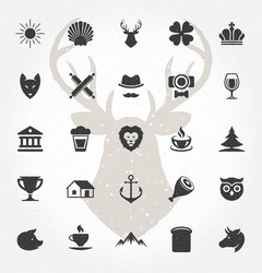 retro hand drawn objects and icons design vector