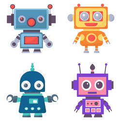 robots androids collection in doodle style vector image