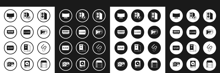 set case of computer sshd card ram random vector image