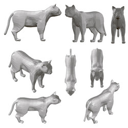 set with polygonal cats in different positions 3d vector image
