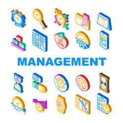 Time management and planning icons set vector