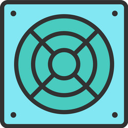 Computer fan flat color line icon vector