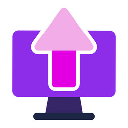 computer icon with upload flat design vector image