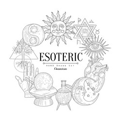 Esoteric Symbols Vintage Sketch Vector Image