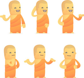 Set of monk character in different poses vector